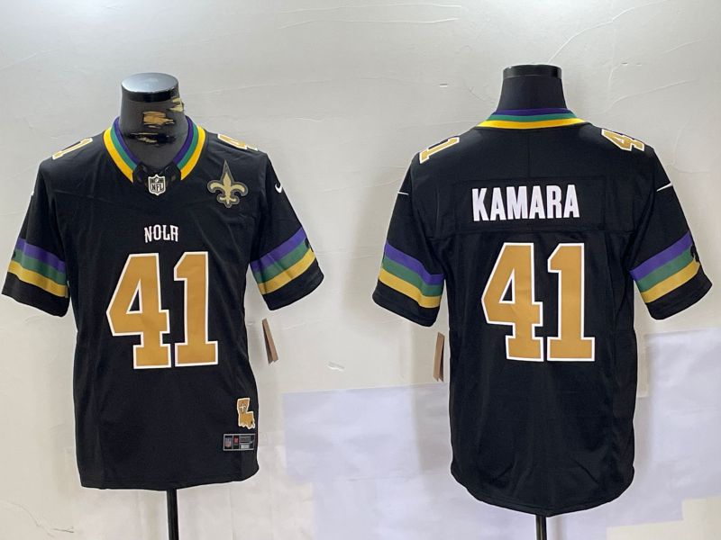 Men New Orleans Saints #41 Kamara Black Three generations 2024 Nike Vapor Limited NFL Jersey style 4